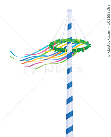 maypole with colorful ribbons isolated on white background 101682268