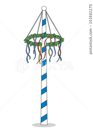 maypole with colorful ribbons isolated on white background maypole with colorful ribbons isolated on white background 101682270