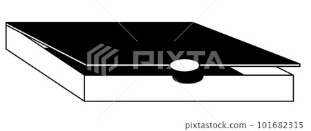 Vector black and white closed cardboard pizza box isolated on white background Vector black and white closed cardboard pizza box isolated on white background 101682315