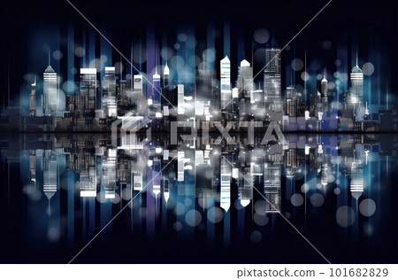 Background material of city skyscrapers reflecting water surface 101682829
