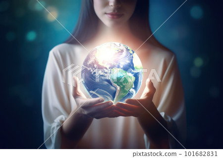 woman with abstract earth 101682831