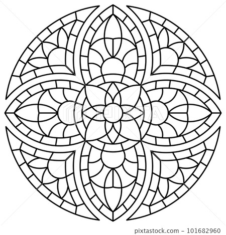 Stained-glass window in gothic style. Medieval mosaic tile texture. 101682960