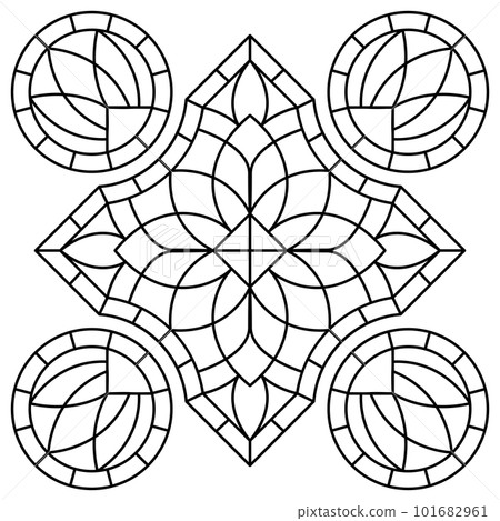 Stained-glass window in gothic style. Medieval mosaic tile texture. Stained-glass window in gothic style. Medieval mosaic tile texture. 101682961