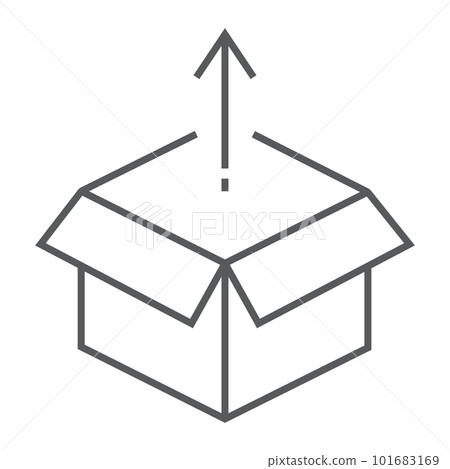 Product release thin line icon, development and business, open box sign vector graphics, a linear pattern on a white background, eps 10. 101683169