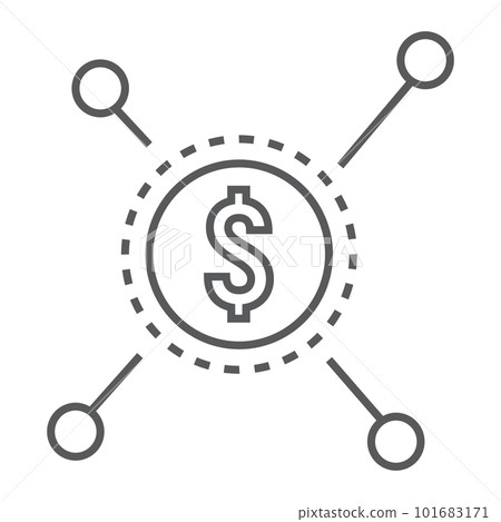 Crowdfunding thin line icon, development and business, sponsor sign vector graphics, a linear pattern on a white background, eps 10. 101683171