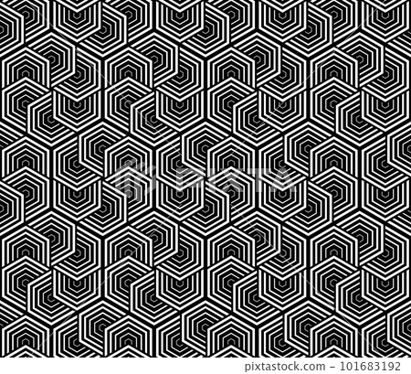 Abstract geometric pattern with stripes, lines. Seamless vector background. White and black ornament. Simple lattice graphic design Abstract geometric pattern with stripes, lines. Seamless vector background. White and black ornament. Simple lattice graphic design 101683192