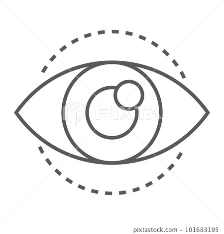 Vision thin line icon, development and business, eye sign vector graphics, a linear pattern on a white background, eps 10. 101683195