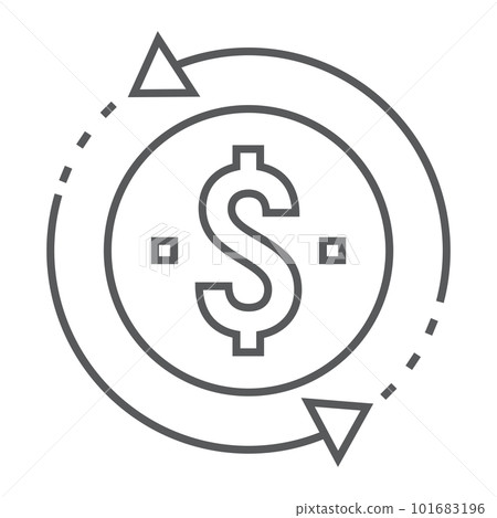 Return on investment thin line icon, development and business, money back sign vector graphics, a linear pattern on a white background, eps 10. Return on investment thin line icon, development and business, money back sign vector graphics, a linear pattern on a white background, eps 10. 101683196
