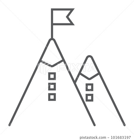 Business Mission thin line icon, development and business, mountain sign vector graphics, a linear pattern on a white background, eps 10. 101683197