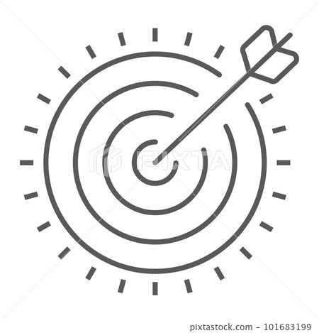 Target thin line icon, development and business, dartboard sign vector graphics, a linear pattern on a white background, eps 10. 101683199