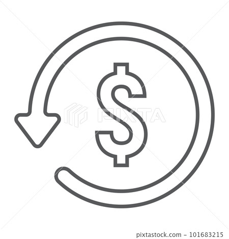 Chargeback thin line icon, e commerce and marketing, return on investment sign vector graphics, a linear pattern on a white background, eps 10. 101683215