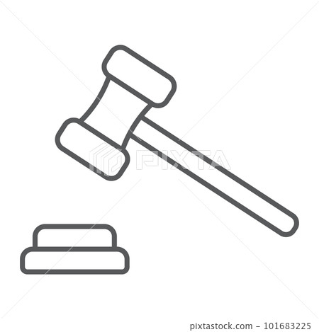 Auction thin line icon, e commerce and marketing, judge gavel sign vector graphics, a linear pattern on a white background, eps 10. 101683225