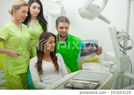 Beautiful young woman having dental treatment at dentist Beautiful young woman having dental treatment at dentist 101683228
