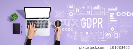 GDPR theme with person using laptop computer 101683465