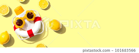 Summer sunblock sunscreen skincare theme with bouy 101683566