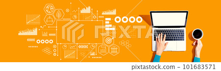 Eco theme with person using a laptop Eco theme with person using a laptop 101683571