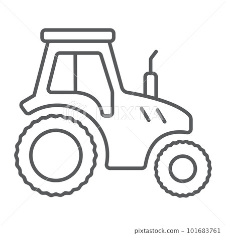 Tractor thin line icon, farming and... - Stock Illustration [101683761 ...