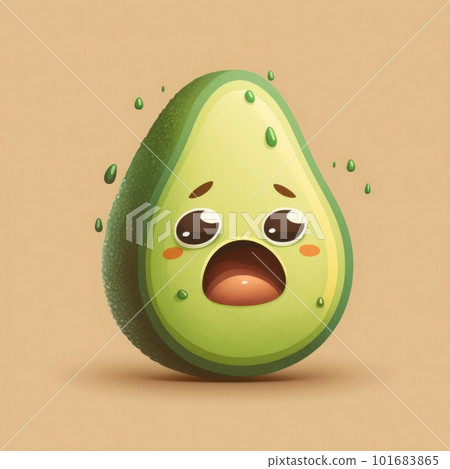 Illustration of green avocado character isolated on neutral background. Vegan and vegetarian organic food. AI generated half of healthy fruit with seed cartoon drawing illustration. Illustration of green avocado character isolated on neutral background. Vegan and vegetarian organic food. AI generated half of healthy fruit with seed cartoon drawing illustration. 101683865