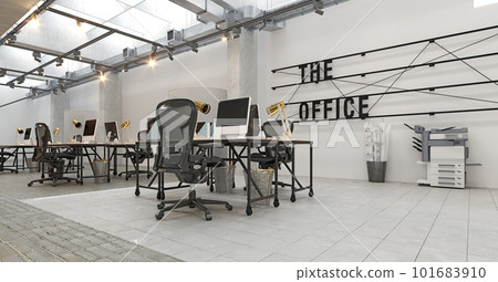 Bright office in loft style. Bright office in loft style. 101683910