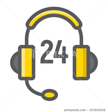 Customer support filled outline icon, service and help, 24 7 service sign vector graphics, a colorful line pattern on a white background, eps 10. Customer support filled outline icon, service and help, 24 7 service sign vector graphics, a colorful line pattern on a white background, eps 10. 101683916