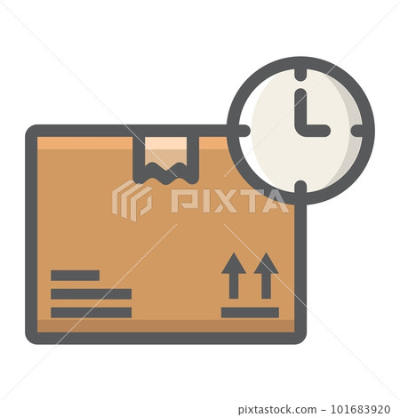 Delivery Time filled outline icon, logistic and delivery, clock sign vector graphics, a colorful line pattern on a white background, eps 10. Delivery Time filled outline icon, logistic and delivery, clock sign vector graphics, a colorful line pattern on a white background, eps 10. 101683920