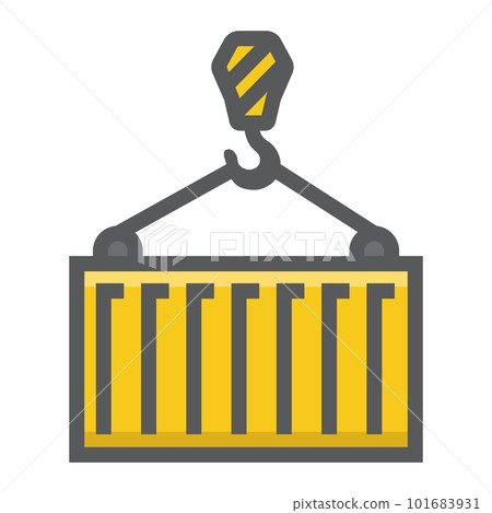 Container filled outline icon, logistic and delivery, crane sign vector graphics, a colorful line pattern on a white background, eps 10. 101683931