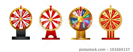Fortune wheel vector set illustration for gambling background and lottery win concept. Wheel fortune for game and win jackpot. 101684137