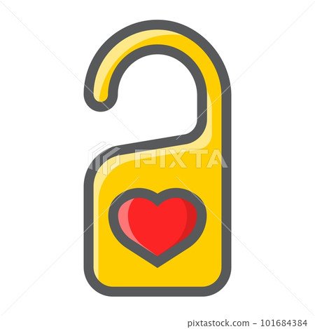 Do not disturb with heart filled outline icon, valentines day and romantic, door hanger sign vector graphics, a colorful line pattern on a white background, eps 10. 101684384