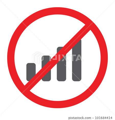 No signal glyph icon, prohibited and ban, no connection sign, vector graphics, a solid pattern on a white background, eps 10. 101684414
