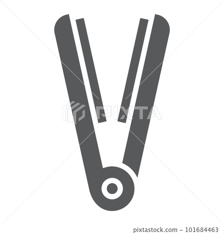 Styling iron glyph icon, hairstyle and appliance, hair straightener sign, vector graphics, a solid pattern on a white background, eps 10. Styling iron glyph icon, hairstyle and appliance, hair straightener sign, vector graphics, a solid pattern on a white background, eps 10. 101684463