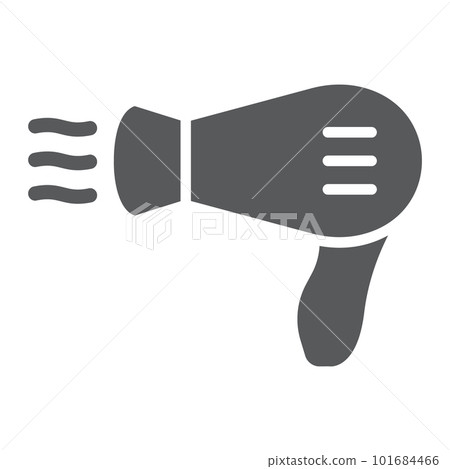 Hair dryer glyph icon, barber and hairstyle, blow dryer sign, vector graphics, a solid pattern on a white background, eps 10. 101684466