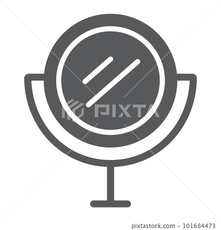 Table mirror glyph icon, glass and reflection, round mirror sign, vector graphics, a solid pattern on a white background, eps 10. 101684473