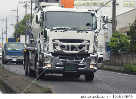 Mixer truck road driving Mixer truck road driving 101684646