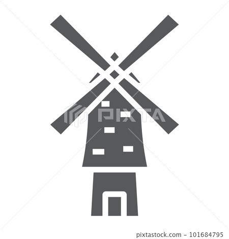 Windmill glyph icon, energy and wind, mill sign, vector graphics, a solid pattern on a white background, eps 10. Windmill glyph icon, energy and wind, mill sign, vector graphics, a solid pattern on a white background, eps 10. 101684795