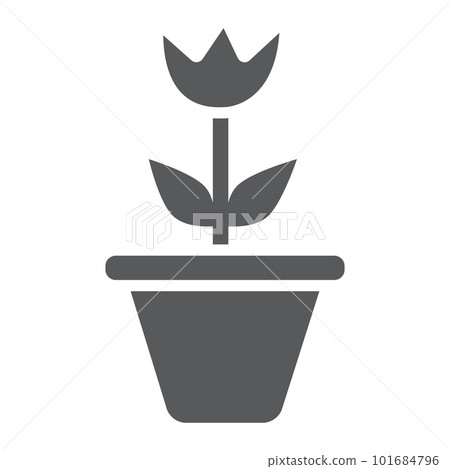 Flower in pot glyph icon, gardening and grow, plant sign, vector graphics, a solid pattern on a white background, eps 10. Flower in pot glyph icon, gardening and grow, plant sign, vector graphics, a solid pattern on a white background, eps 10. 101684796