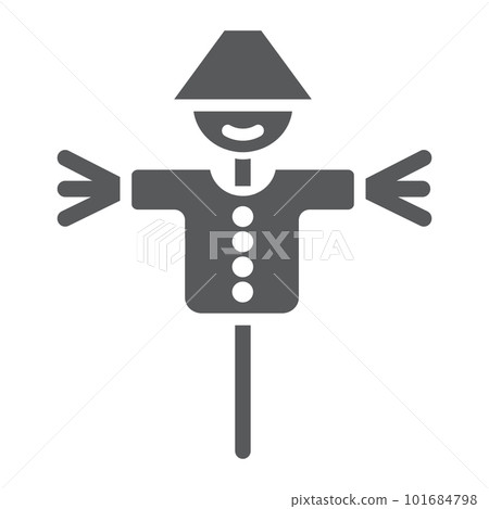 Scarecrow glyph icon, agriculture and farm, dummy sign, vector graphics, a solid pattern on a white background, eps 10. Scarecrow glyph icon, agriculture and farm, dummy sign, vector graphics, a solid pattern on a white background, eps 10. 101684798