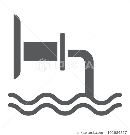 Waste pipe glyph icon, industrial and water, wastewater sign, vector graphics, a solid pattern on a white background, eps 10. Waste pipe glyph icon, industrial and water, wastewater sign, vector graphics, a solid pattern on a white background, eps 10. 101684857