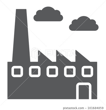 Factory glyph icon, environment and production, plant sign, vector graphics, a solid pattern on a white background, eps 10. Factory glyph icon, environment and production, plant sign, vector graphics, a solid pattern on a white background, eps 10. 101684859