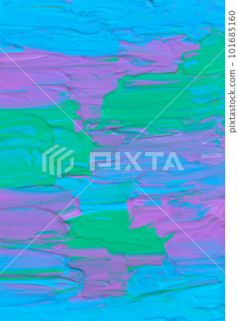 Abstract faded blue, purple and green background. Textured minimalist backdrop. Brush strokes on paper. Contemporary art 101685160