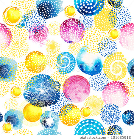 Graphic and watercolor circles. Seamless background. Vector illustration Graphic and watercolor circles. Seamless background. Vector illustration 101685918