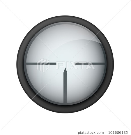 Realistic sniper sight. Sniper scope with measurement marks template. Sniper scope crosshairs view. Realistic vector optical sight. 101686185