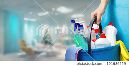 Concept of cleaning service during the New Year holidays. Concept of cleaning service during the New Year holidays. 101686359