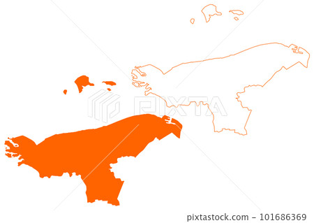 Het Hogeland municipality (Kingdom of the Netherlands, Holland, Groningen, Grunn or Grinslan province) map vector illustration, scribble sketch Het Hogeland map 101686369