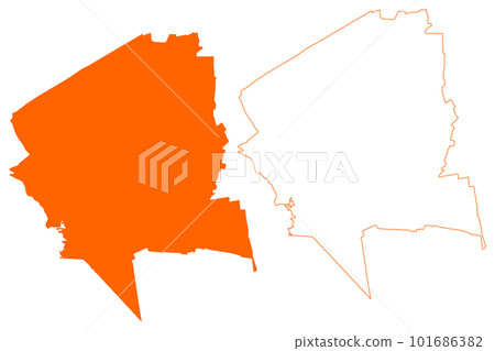 Midden-Groningen municipality (Kingdom of the Netherlands, Holland, Groningen, Grunn or Grinslan province) map vector illustration, scribble sketch Midden-Grunnen map 101686382