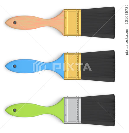 Set of paint bristle brushes for repair work and construction on white. Set of paint bristle brushes for repair work and construction on white. 101686723