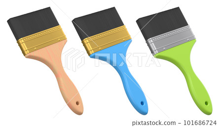 Set of paint bristle brushes for repair work and construction on white. 101686724