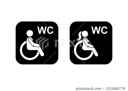 Public toilet icon vector illustration. Restroom sign symbol man woman people with disability stick figure pictogram 101686779