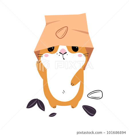 Cute little pet guinea pig eating sunflower seeds cartoon vector illustration Cute little pet guinea pig eating sunflower seeds cartoon vector illustration 101686894