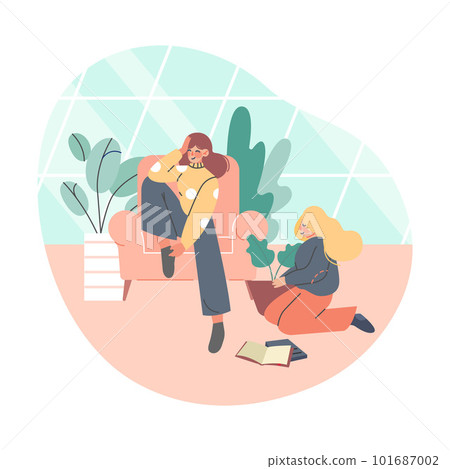 Woman Character at Greenhouse Planting and Cultivating Crops Vector Illustration Woman Character at Greenhouse Planting and Cultivating Crops Vector Illustration 101687002