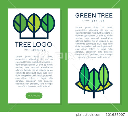 Green Tree Banner Design with Logo and Text Sample Vector Template 101687007